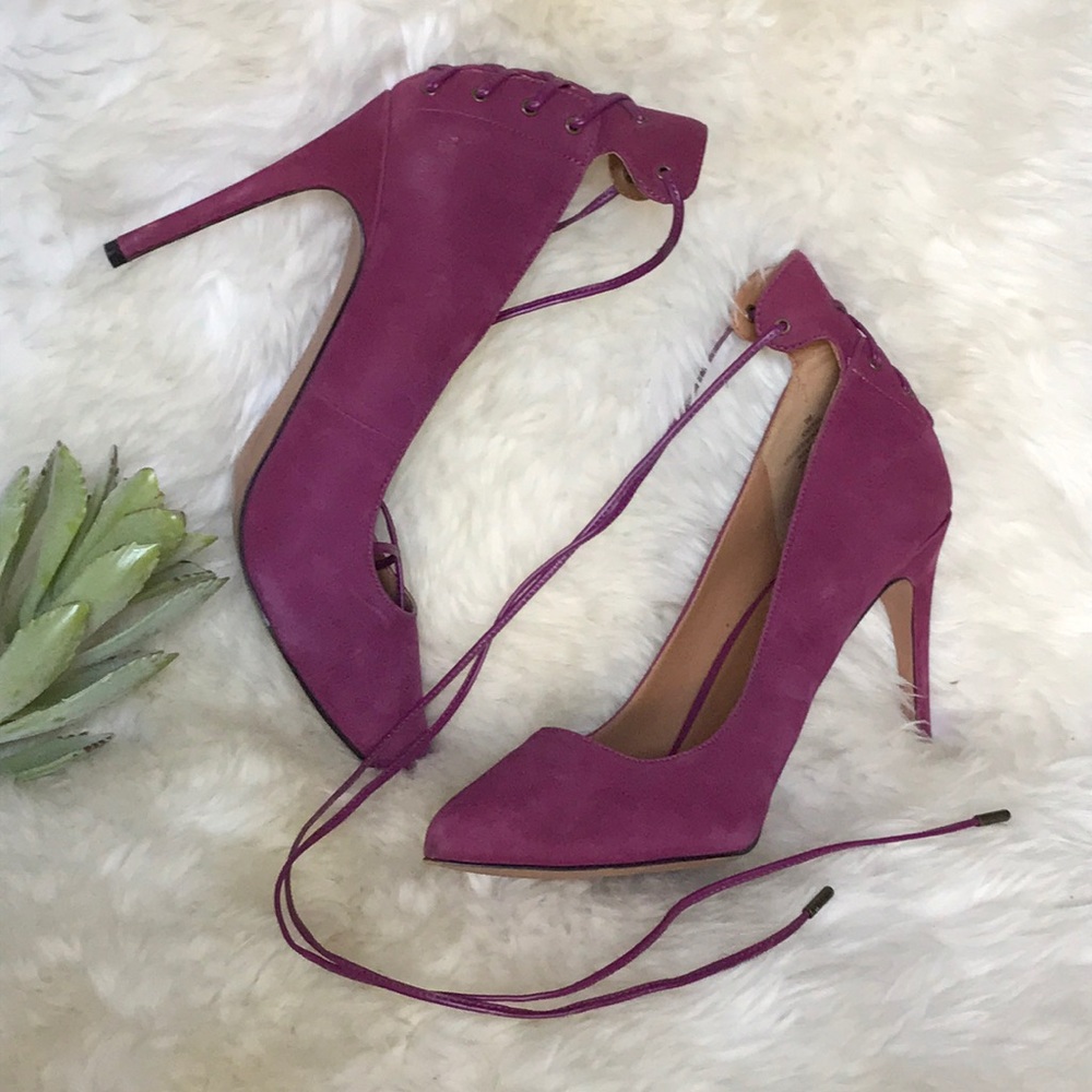 Nine West Fuschia Pink Pumps with Ankle Ribbon